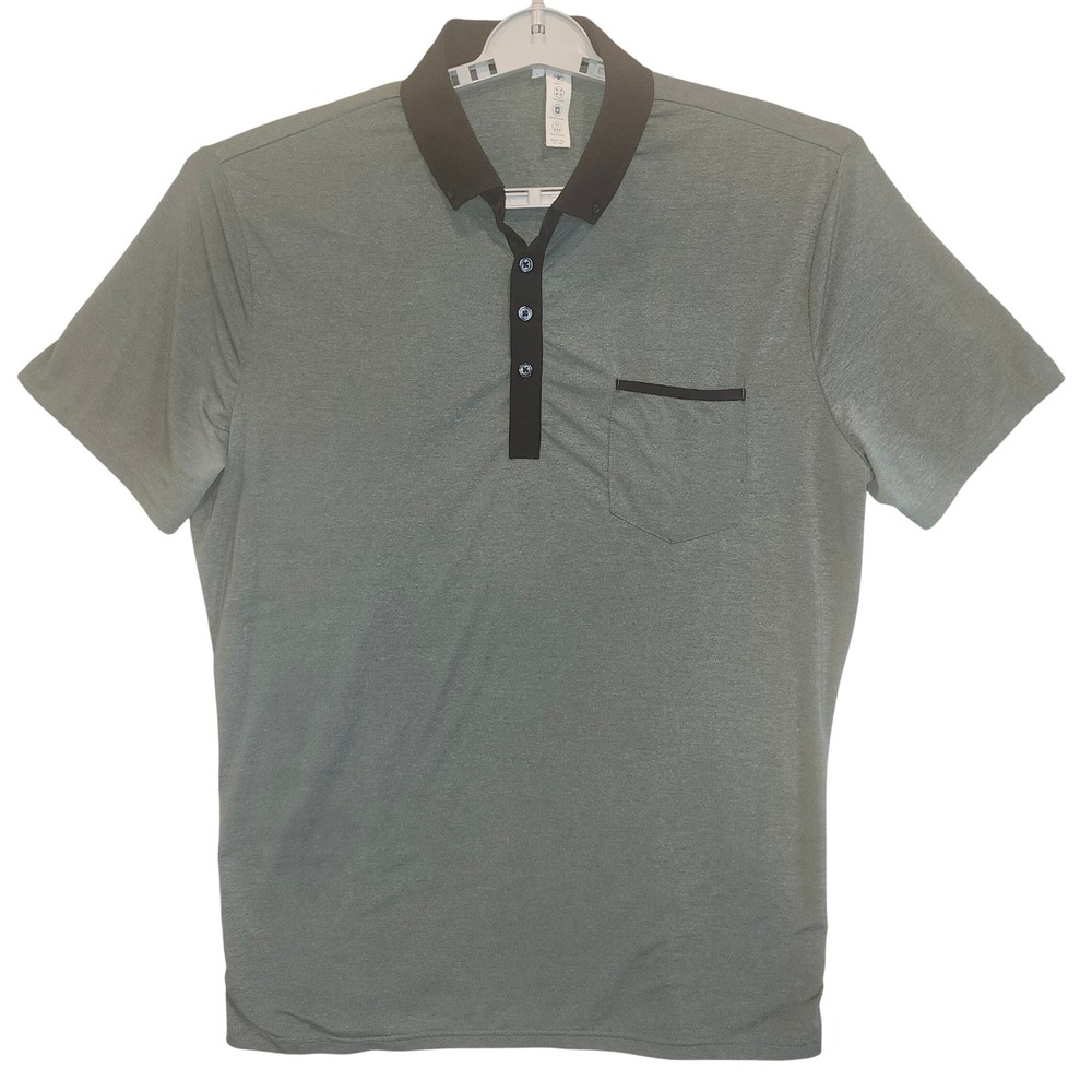 State & Liberty Polo Shirt Green Heathered Moisture Wicking Mens Large Flaws